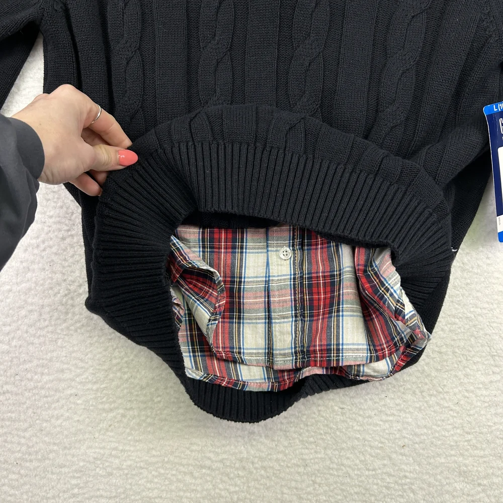 GAP Kids Sweater Shirt Set Youth Large 10/12 Black Plaid Layered Look
